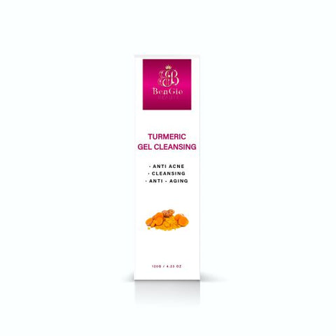 BenGio Beauty Turmeric and Tea Tree Facial Gel Daily Cleanser for Acne Prone & Anti-Aging,  4.23oz